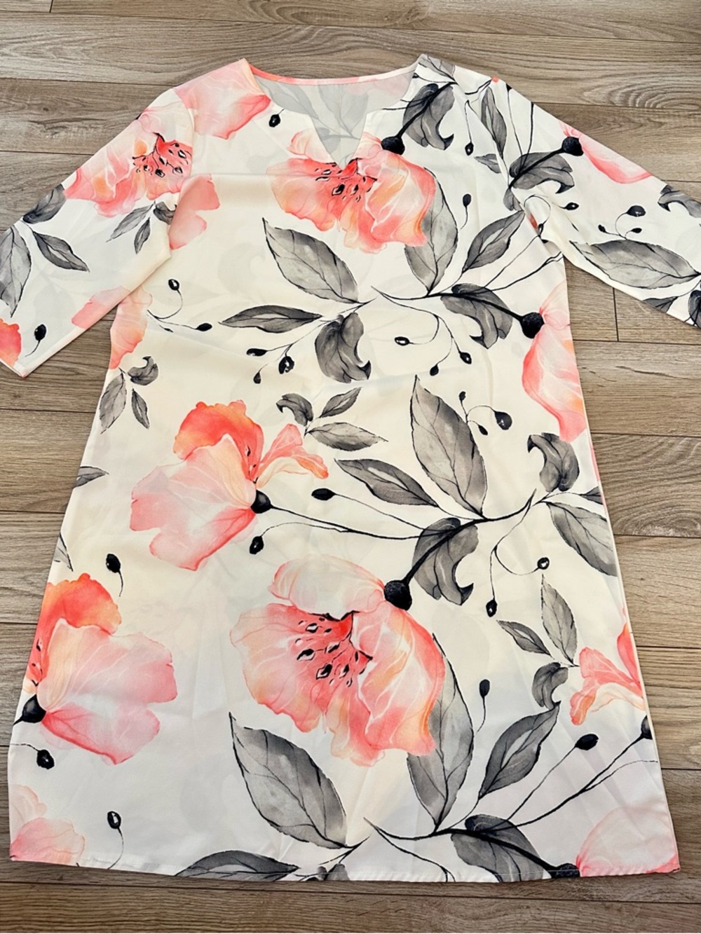 Floral Shift Dress with Pink Watercolor Blooms